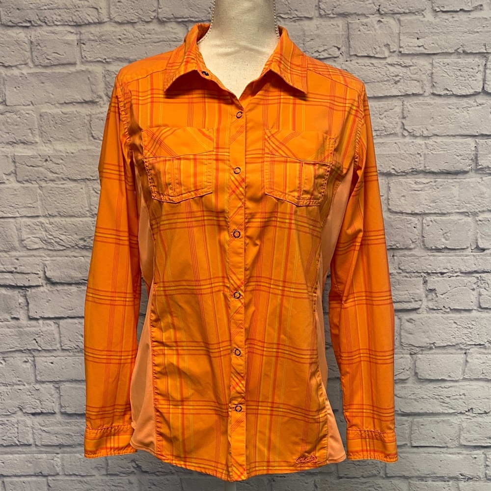 Cabela's Nylon Sun Blocking Plaid Button-Down Shirt Size Medium